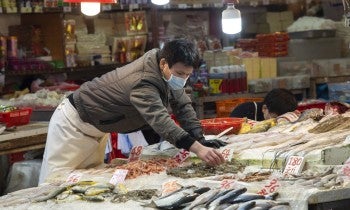 Masked man in Hong Kong market