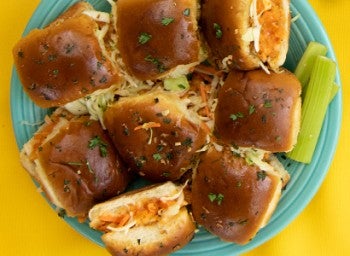 Vegan buffalo chicken sliders