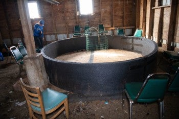 A pit found on the scene of a recent raid of an alleged cockfighting ring. Meredith Lee/The HSUS