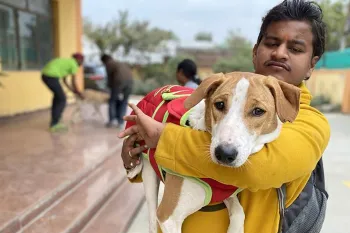Browny with owner in Lucknow, India