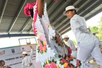 A group of individuals performing a dance.