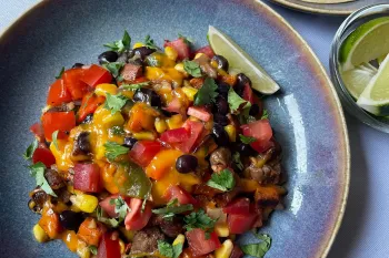 A dish of southwest breakfast bake.