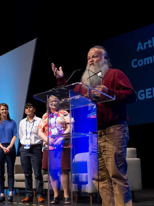 Presentation of the Arthur Burrell Community Hero Award during the 2024 Animal Care Expo in San Antonio.